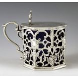 Charles Thomas Fox and George Fox, London 1847, a Victorian silver mustard pot of ocgtagonal cylind