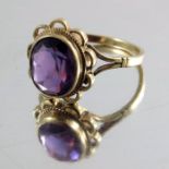 A Victorian amethyst and 9 carat gold ring