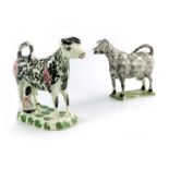 Two creamware cow creamers