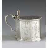 Edward and John Barnard, London 1854, a Victorian silver mustard pot, straight sided octagonal secti