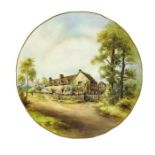 Harry Davis for Royal Worcester, a hand painted and gilded cabinet plate, 'Mary Arden's House',