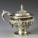 William Robert Smily, London 1846, a Victorian silver mustard pot of lobed baluster form, raised on