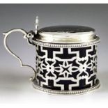 Edward and John Barnard, London 1856, a Victorian silver mustard pot, cylindrical form, reticulated