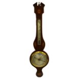 A George III mahogany and satinwood strung banjo barometer, Kalabergo of Banbury