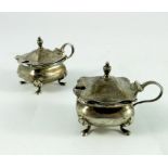 A pair of George V silvermustard pots, E S Barneley and Co