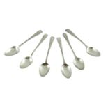 A set of six George III silver bright cut teaspoons, Peter, Ann and William Bateman