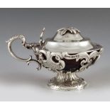 J Hamilton and Son, Edinburgh 1850, a Victorian Scottish silver mustard pot, pedestal shallow cup fo