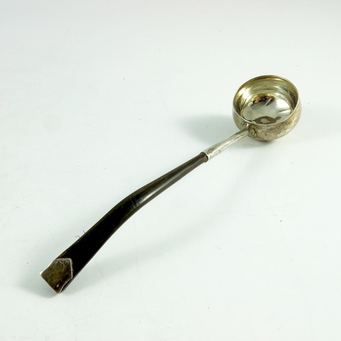 A George III Scottish silver and horn toddy ladle