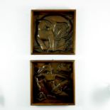 Metiers D'Art, Maredsous, a pair of Art Deco repousse copper plaques