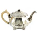 A George IV silver teapot, IB, London 1824
