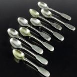 Nine Victorian English Provincial silver egg spoons, David Reid and Sons, Newcastle 1845 and various