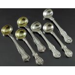 Three pairs of William IV and Victorian silver salt spoons, William Batemand and David Ball, London