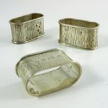 Three Modernist silver napkin rings