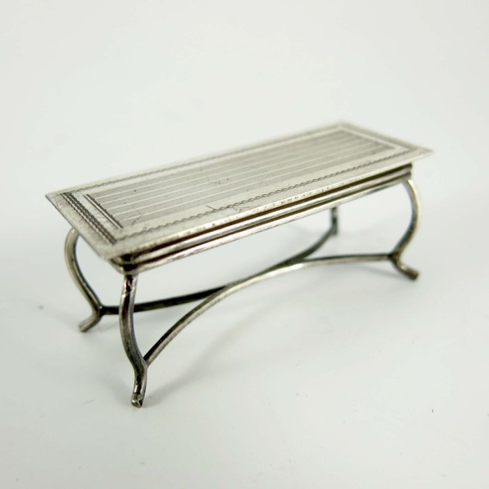 An Elizabeth II silver miniature novelty coffee table