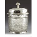 Duchess of Sutherland Cripples Guild, an Arts and Crafts silvered copper tea caddy