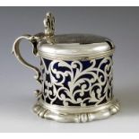 Charles Thomas Fox & George Fox, London 1843, a Victorian silver mustard pot of cylindrical form wit