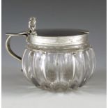 Richard Sibley I, London 1829, a George IV silver mounted cut glass mustard pot, the melon shaped gl