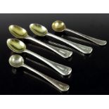 Five Victorian silver spoons, Hunt and Roskell, London 1864, 1866 and 1880, Hanoverian Thread and Dr