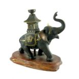 A Japanese cast bronzed elephant with howdah,