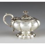 Joseph and John Angell, London 1836, a William IV silver mustard pot, footed melon form, cast floral