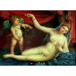 After Lorenzo Lotto, Venus and Cupid, porcelain plaque