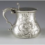 Martin Hall & Co Ltd., Sheffield 1860, a Victorian silver mustard pot of pear-shaped form, the body