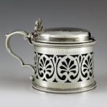 Barnard Bros., London 1871, a Victorian silver mustard pot of cylindrical form, the body pierced and