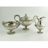 A Victorian silver plated three piece tea set