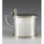 Robert Hennell, London 1830, a George IV silver mustard pot of straight sided cylindrical form, hing