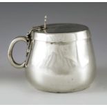 Hunt and Roskell late Storr and Mortimer, London 1865, a Victorian silver mustard pot and spoon, tap