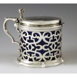 Barnard Bros., London 1843, a Victorian silver mustard pot of cylindrical form, the body pierced and