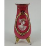 A 19th century Bohemian cased and enamelled glass vase,