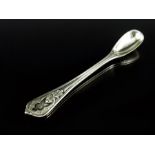 A Victorian Gothic Revival silver condiment spoon, George Adams, London 1882, New Gothic pattern, 12