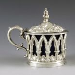 Henry Wilkinson and Co., Sheffield 1839, a Victorian silver mustard pot, cylindrical form, die stamp