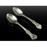Two Victorian silver dessert spoons, Samuel Hayne and Dudley Carter, London 1839 and 1855, Albert pa