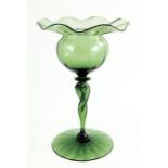 Harry Powell for James Powell and Sons, an Arts and Crafts green glass vase