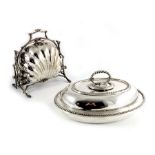 A Victorian silver plated toast or bun warmer and entree dish