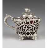 Joseph and John Angell, London 1839, a Victorian silver mustard pot, conical pale form, reticulated