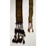 A Caucasus region tribal Malband, 424cm, and another similar example, 420cm (2)