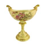 A Royal Worcester blush ivory pedestal vase