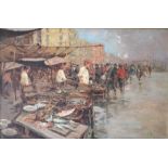 Continental School (early 20th century), An Italian Street Market, oil on canvas, indistinctly signe