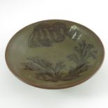 Charles Vyse, a studio pottery bowl, slip decorated with fish and seaweed, incised C Vyse Chelsea, 1