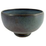 Charles Vyse, a studio pottery bowl, footed, in the form of a Chinese Junyao bubble bowl, incised ma