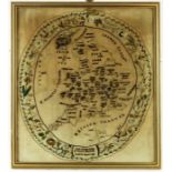 A George IV needlework sampler, depicting a map of the counties of England and Wales