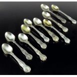 Ten George IV and later slver egg spoons, various makers and dates, London, 1827 to 1894, Kings Patt