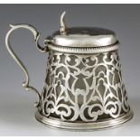 Charles Thomas Fox and George Fox, London 1851, a Victorian silver mustard pot, reticulated conical