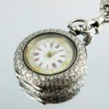 A Victorian silver fob watch on chain