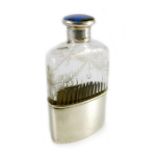A George V silver, enamel and glass spirit flask, Henry Clifford Davis