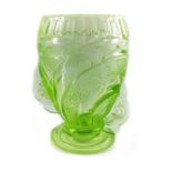 A Sowerby Art Deco green glass vase, circa 1930