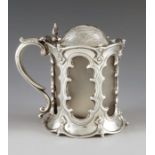 John and George Angell, London 1848, a Victorian silver mustard pot, waisted cylindrical form, pierc